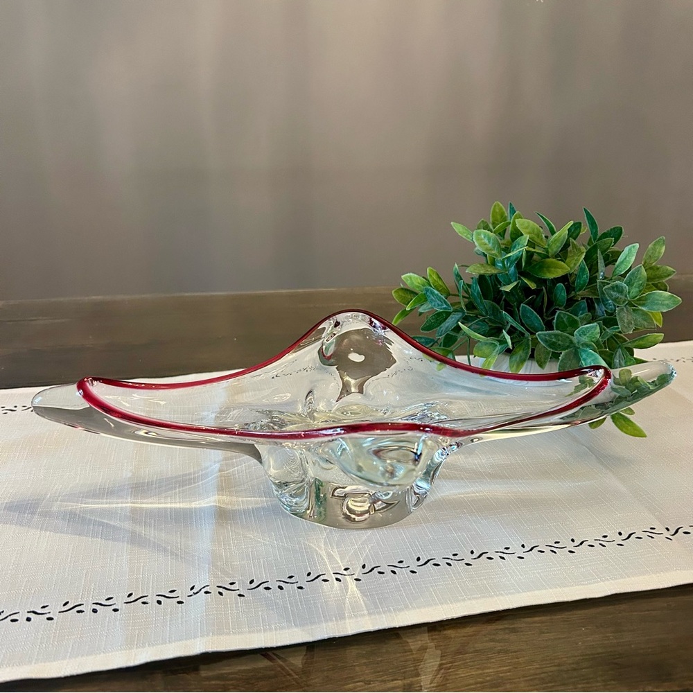 Murano Style Art Glass Sculpture Centerpiece Bowl